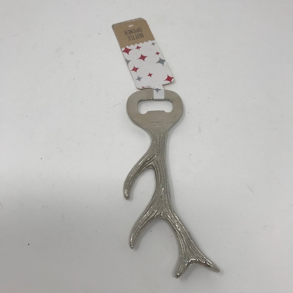 Antler Bottle Opener Silver Tone Metal Christmas - Picture 3 of 3